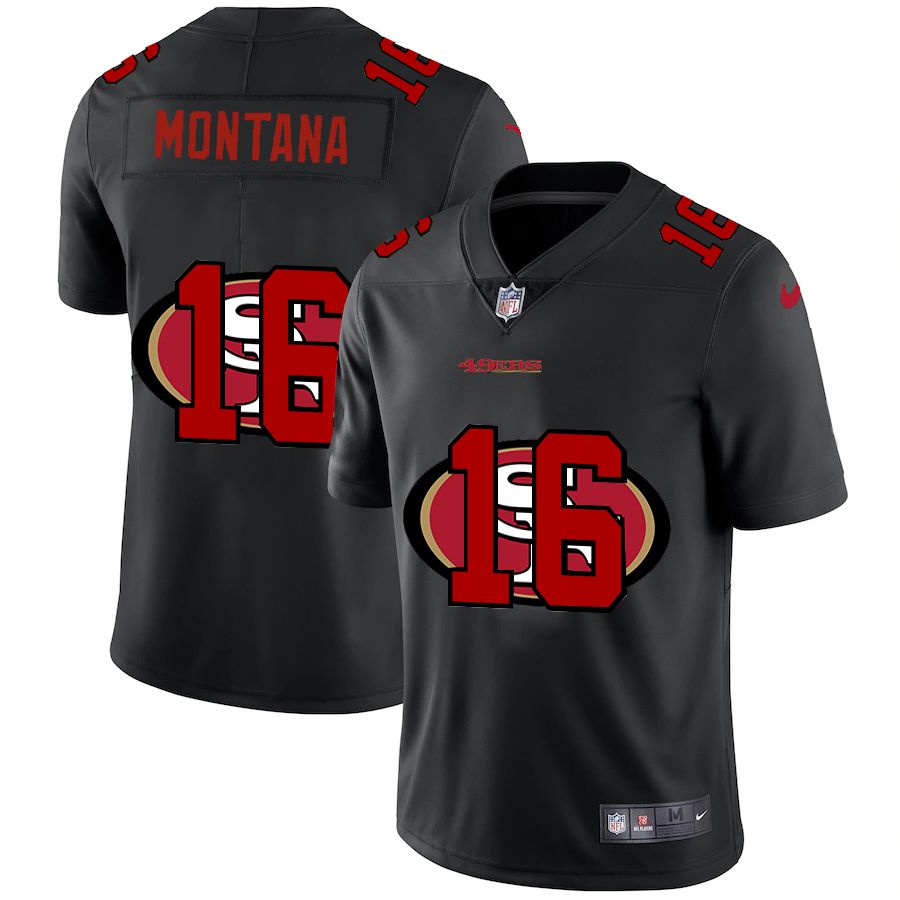 Men San Francisco 49ers 16 Montana Black shadow Nike NFL Jersey